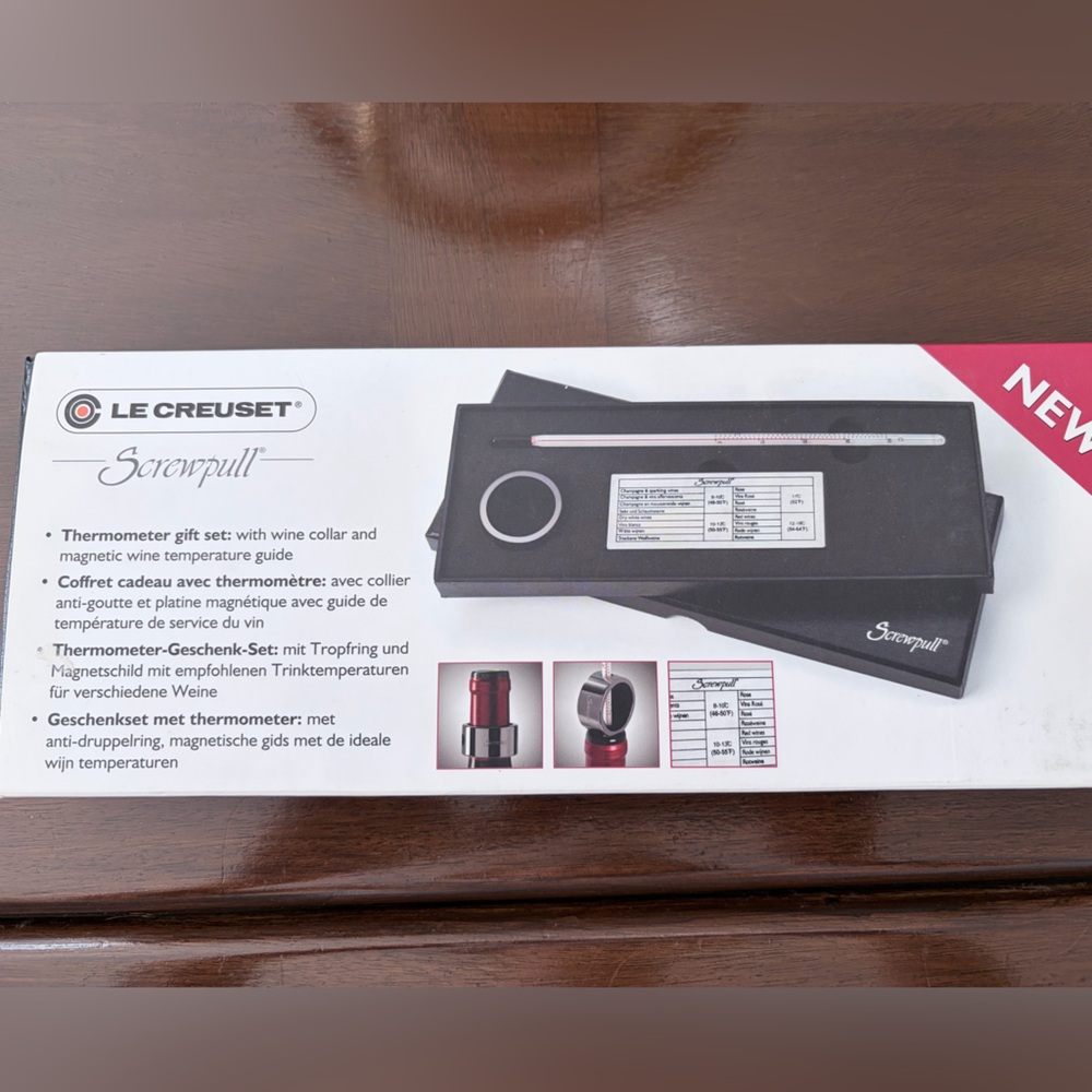 Le Creuset Black and Silver Wine Thermometer Presentation Set